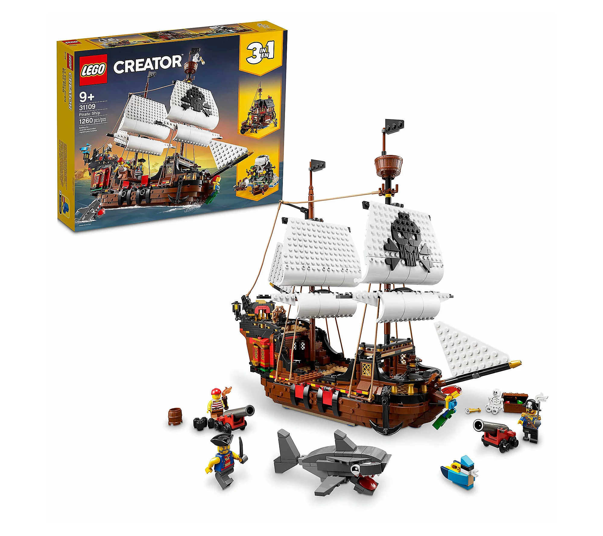 LEGO Creator 3in1 Pirate Ship 31109 Building Kit - 1260 Pcs | QVC