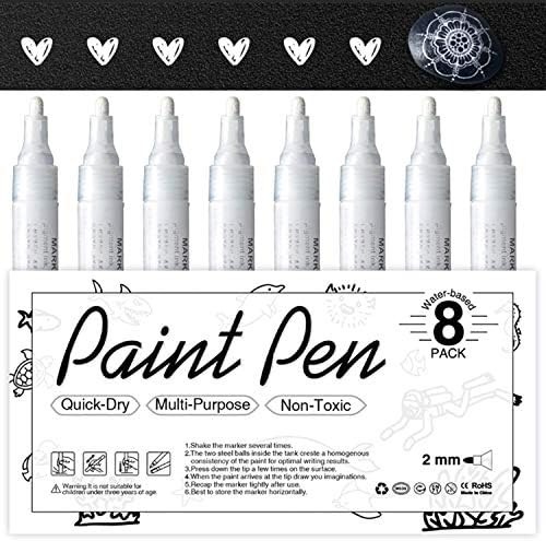 White Acrylic Paint Markers for Rock Painting, Ceramic, Wine Glass, Wood, Fabric, Canvas, Metal, ... | Amazon (US)