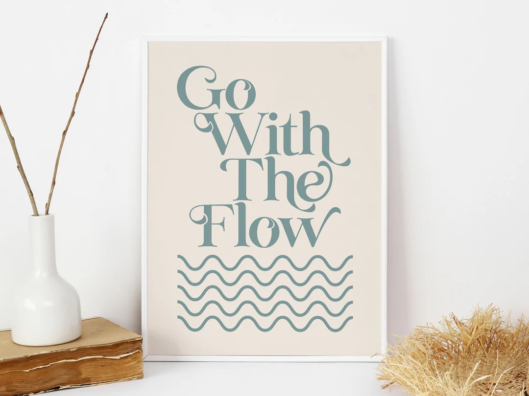 DIGITAL DOWNLOAD Go With the Flow Printable Wall Art, Boho Wall Decor, Mid-century, Retro, Hippie... | Etsy (US)