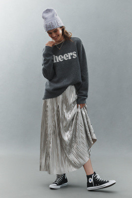 By Anthropologie Metallic Pleated Midi Skirt | Anthropologie (US)