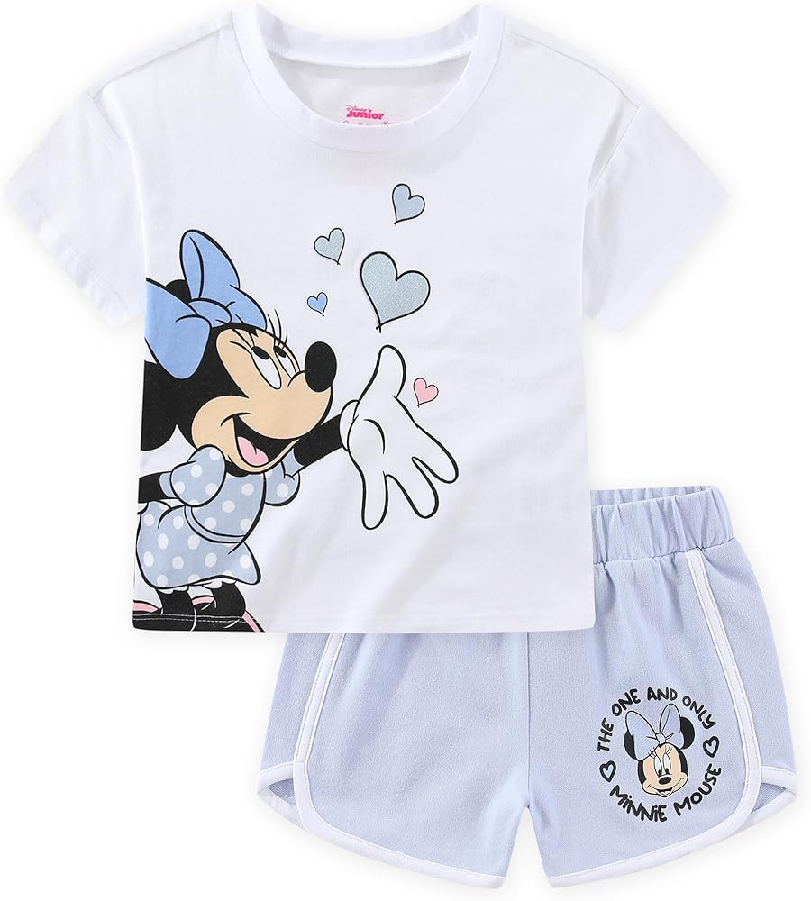 Disney Minnie Mouse Girls Short Sleeve T-Shirt and French Terry Shorts Set for Toddler and Big Ki... | Amazon (US)