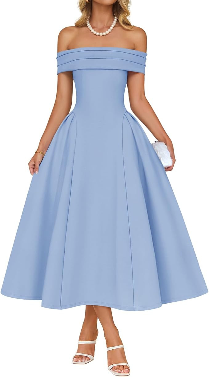 ZESICA Cocktail Dresses for Women's Elegant Off Shoulder Short Sleeve Swing A Line Wedding Evenin... | Amazon (US)