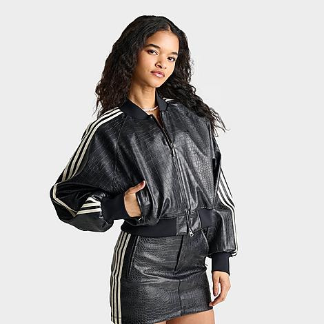 adidas Women's Originals Croc Pleather Jacket in Black Size: Medium | Finish Line (US)