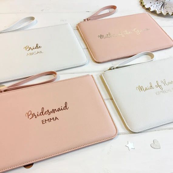 Bridesmaid Gift, Personalised Bridesmaid Pouch, Rose Gold Bridal Pouch, Bridesmaid Gift Pouch, Cl... | Etsy (US)