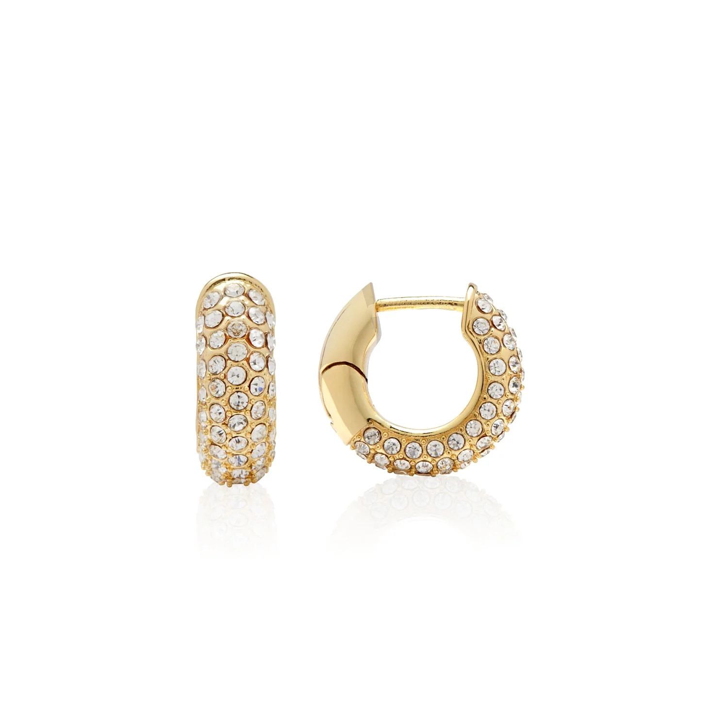 Pavé Crystal Chunky Huggie Hoops (Gold) | Abbott Lyon