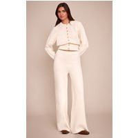 Cream Compact Knit Trouser | PrettyLittleThing UK