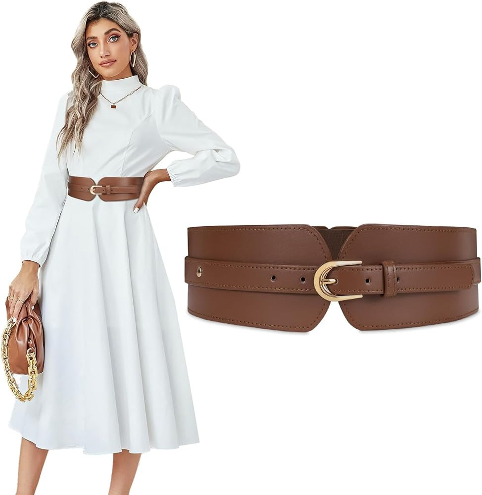 SUOSDEY Cinturón ancho elástico para mujer Cinturón de cintura para vestidos Cinturón elásti... | Amazon (US)