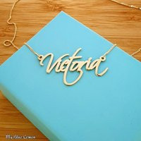 Name Necklace Real 14K Solid Gold Victoria Style | Etsy (US)