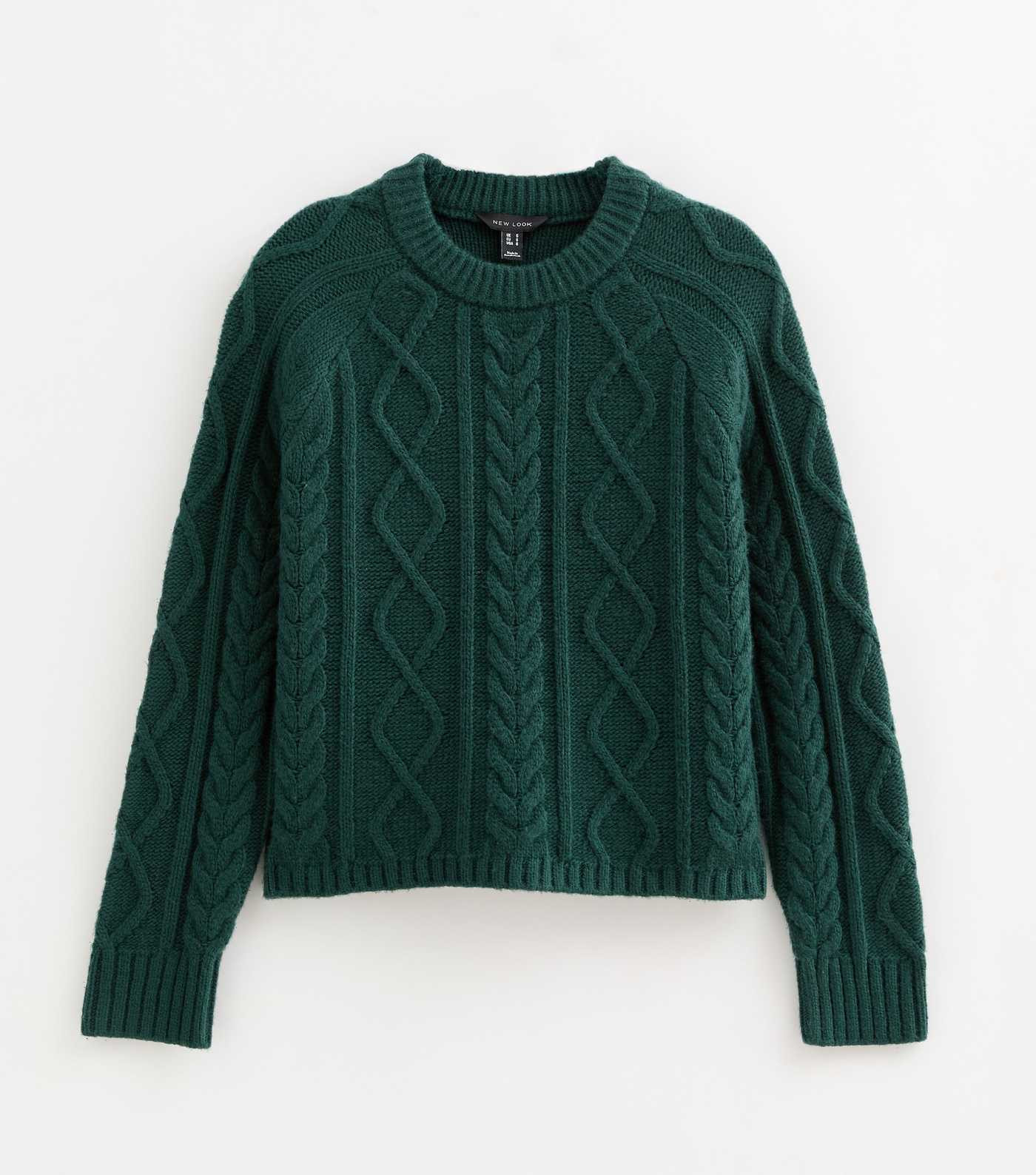 Dark Green Cable Knit Raglan Sleeve Jumper | New Look | New Look (UK)