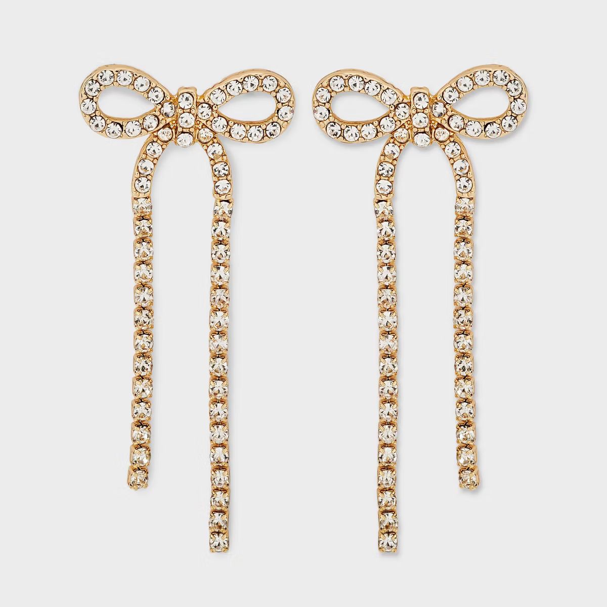 Clear Pave Bow Drop Earrings - A New Day™ Gold | Target