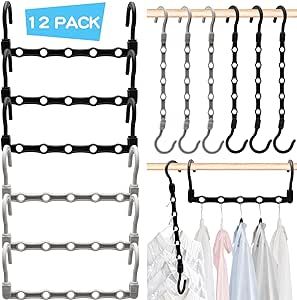 Closet Organizer,12 Pack Stronger Closet Organizers and Storage Clothes Hanger with 5 Holes Close... | Amazon (US)