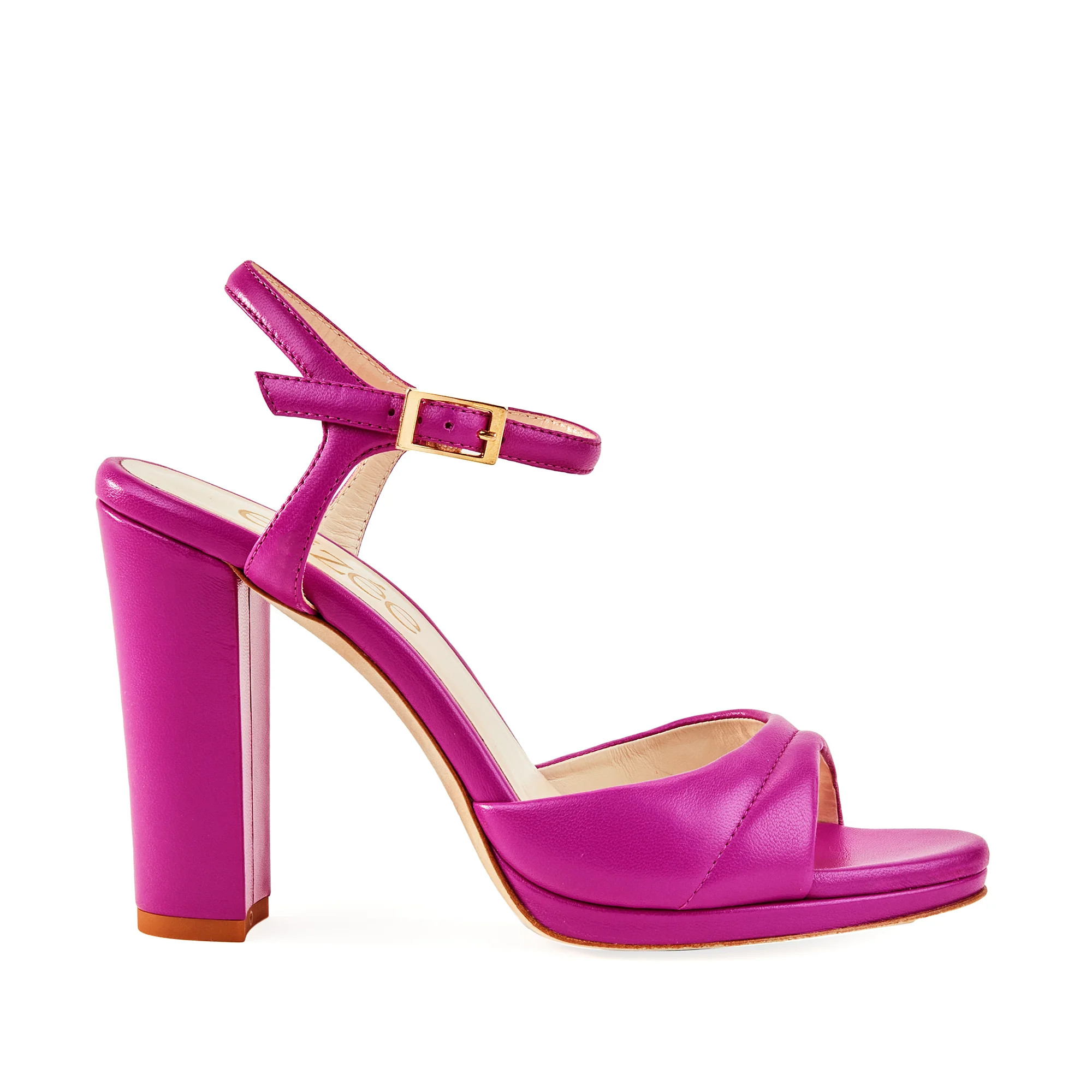 Solange Sandal | Dark Pink Leather Platform Heels | Elizée Shoes | Elizée 