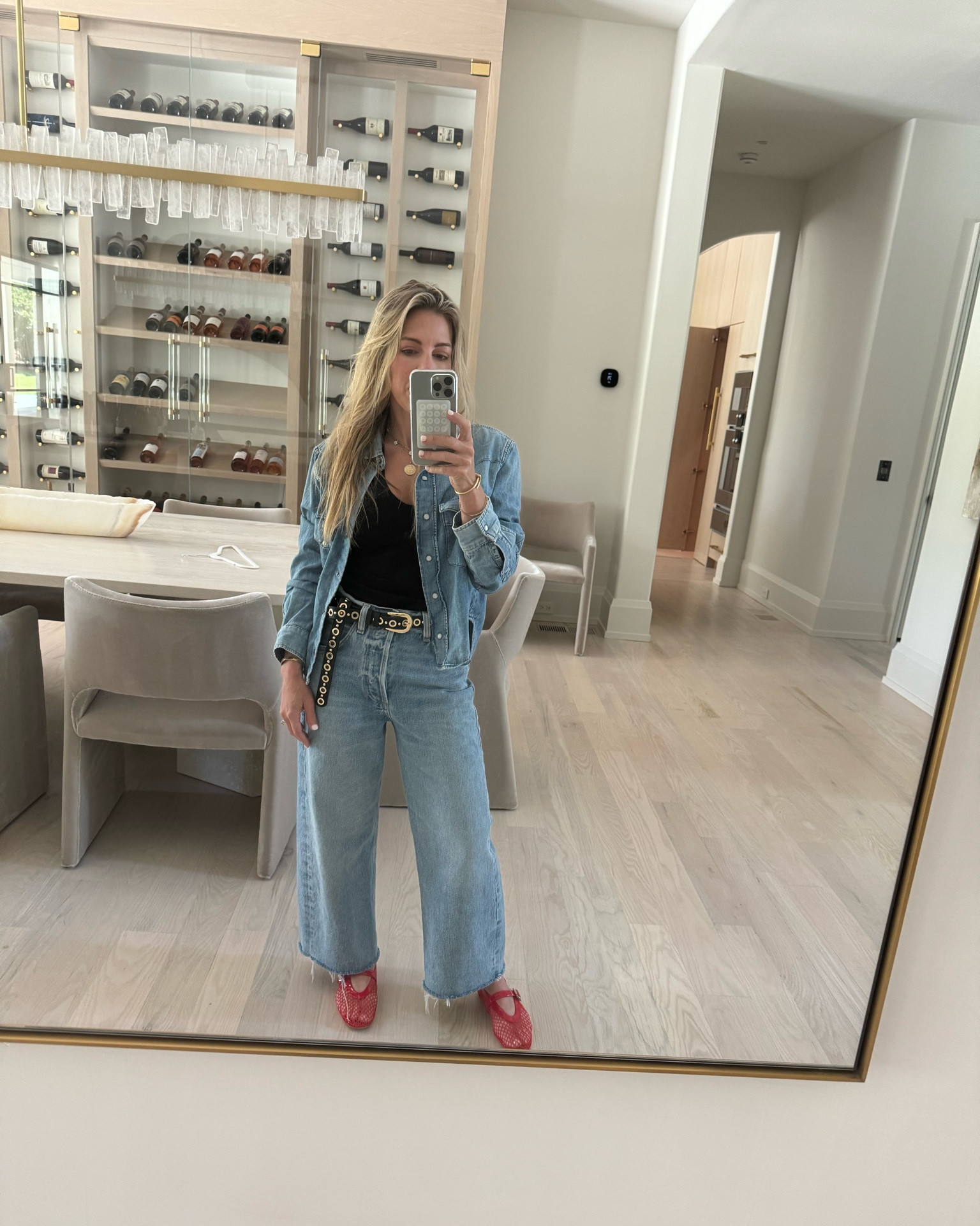 Denim on denim. Belt is on sale!! Shoes are Amazon! 

#LTKStyleTip #LTKFindsUnder100 #LTKFindsUnder50