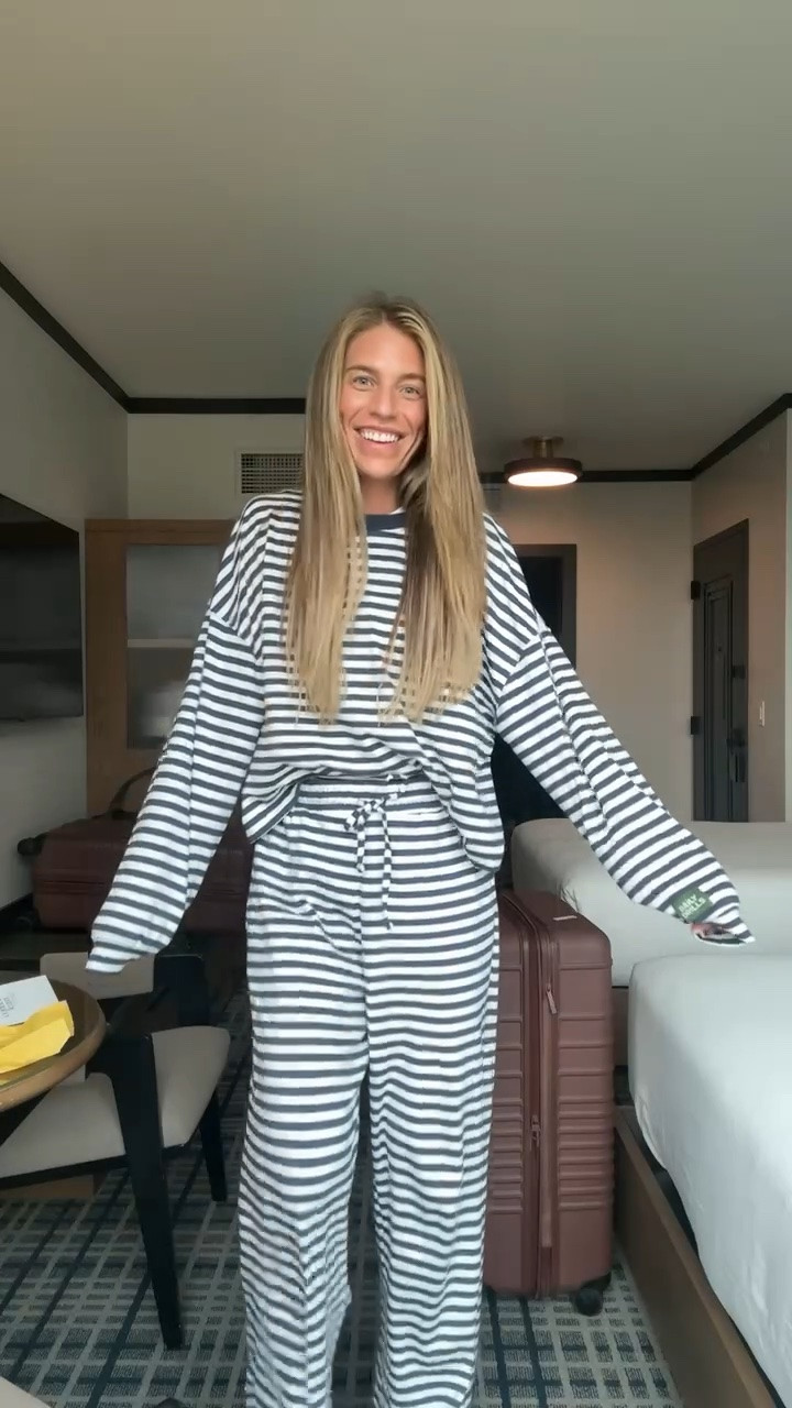 LTKCON bound ✈️ The comfiest striped travel set that still feels put together! Wearing a medium

#LTKCon #LTKootd #LTKTravel