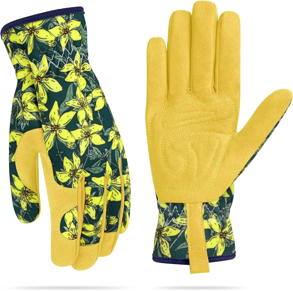 Womens Gardening Weeding Working Gloves, Leather Garden Glove for Women Thorn Proof No Stab for D... | Amazon (US)