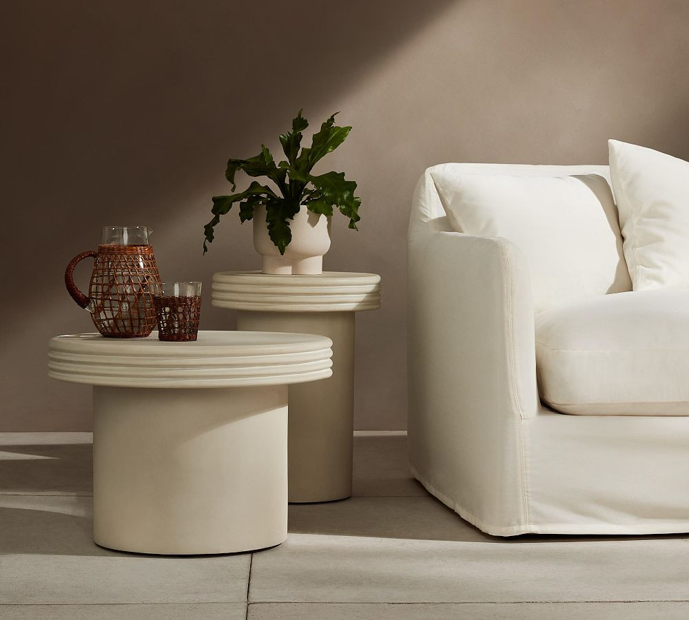 Champman Round Concrete Outdoor End Tables, Set of 2 | Pottery Barn (US)