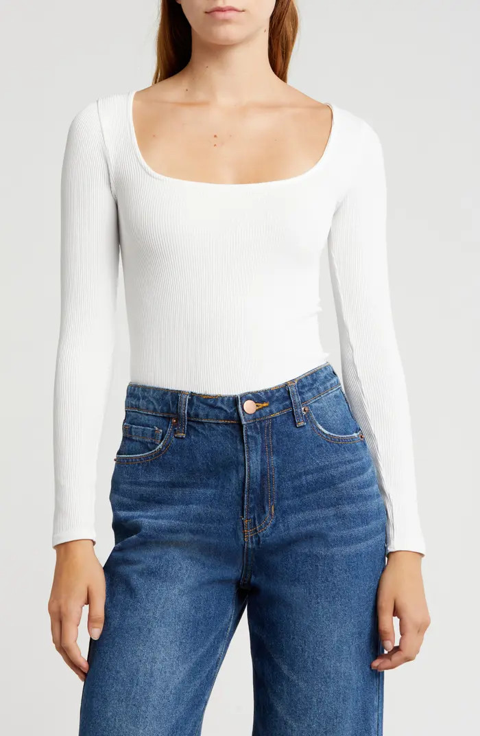 Square Neck Long Sleeve Bodysuit | Nordstrom Rack