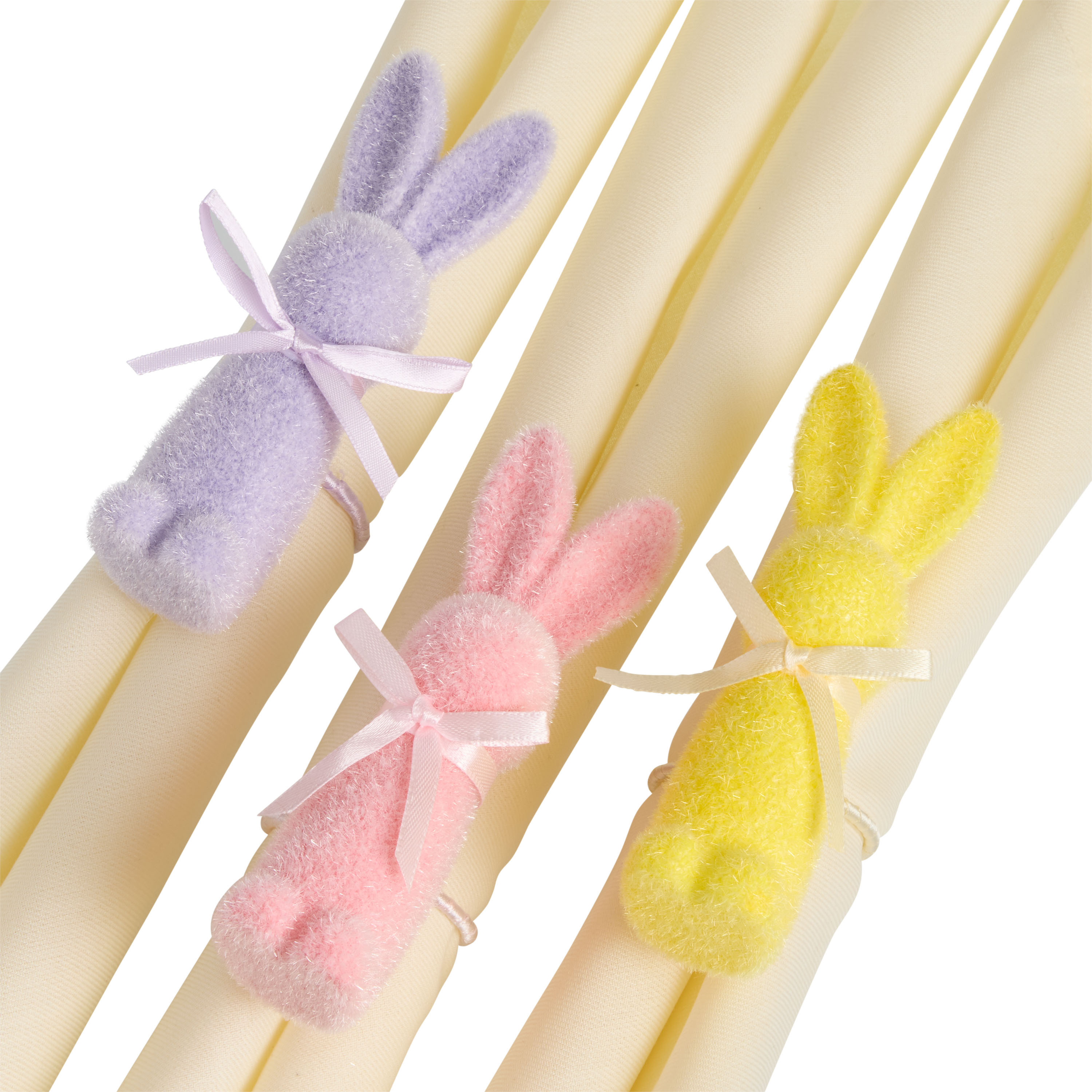 Flocked Felt Bunny Napkin Ring Set of 3 | World Market
