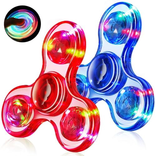 Fidget Spinner for Kids 2 PCS, Light up Sensory Fidget Toys Adults Kids 4-8-12 with Autism ADHD, Anxiety Toys Stress Relief Teen Boy Gifts, Glow in The Dark Party Favors Fidgets Classroom Prizes | Amazon (US)