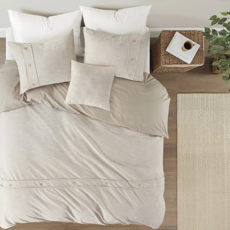 Sherrard Organic Cotton Oversized Comforter Cover Set w/removable insert | Wayfair North America