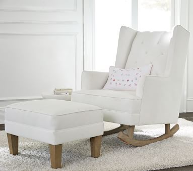 Modern Tufted Wingback Convertible Rocking Chair & Ottoman | Pottery Barn Kids