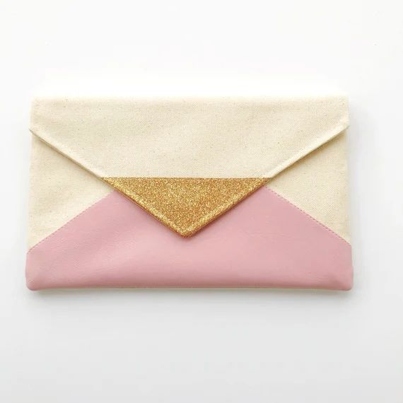 Blush pink Glitter Envelope Clutch, bridesmaid clutch, bridesmaid gift, bridesmaid set, bridal clutc | Etsy (US)