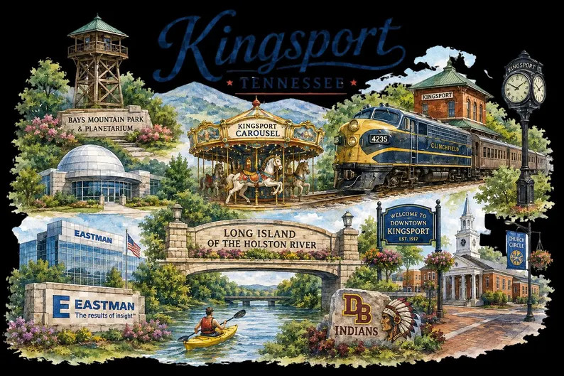 Kingsport Tennessee Watercolor Art | Landmark Travel Sublimation PNG (Digital Download) | Etsy (Global)