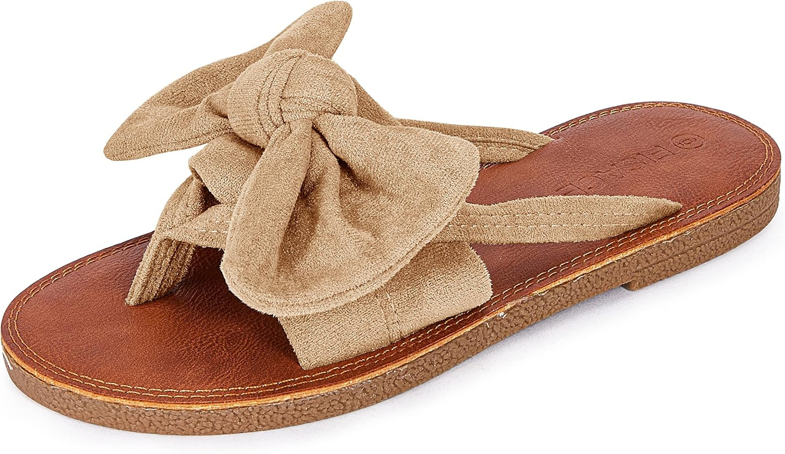 FISACE Womens Slip On Flip Flops Ring Toe Strappy Summer Gladiator Flat Sandals | Amazon (US)