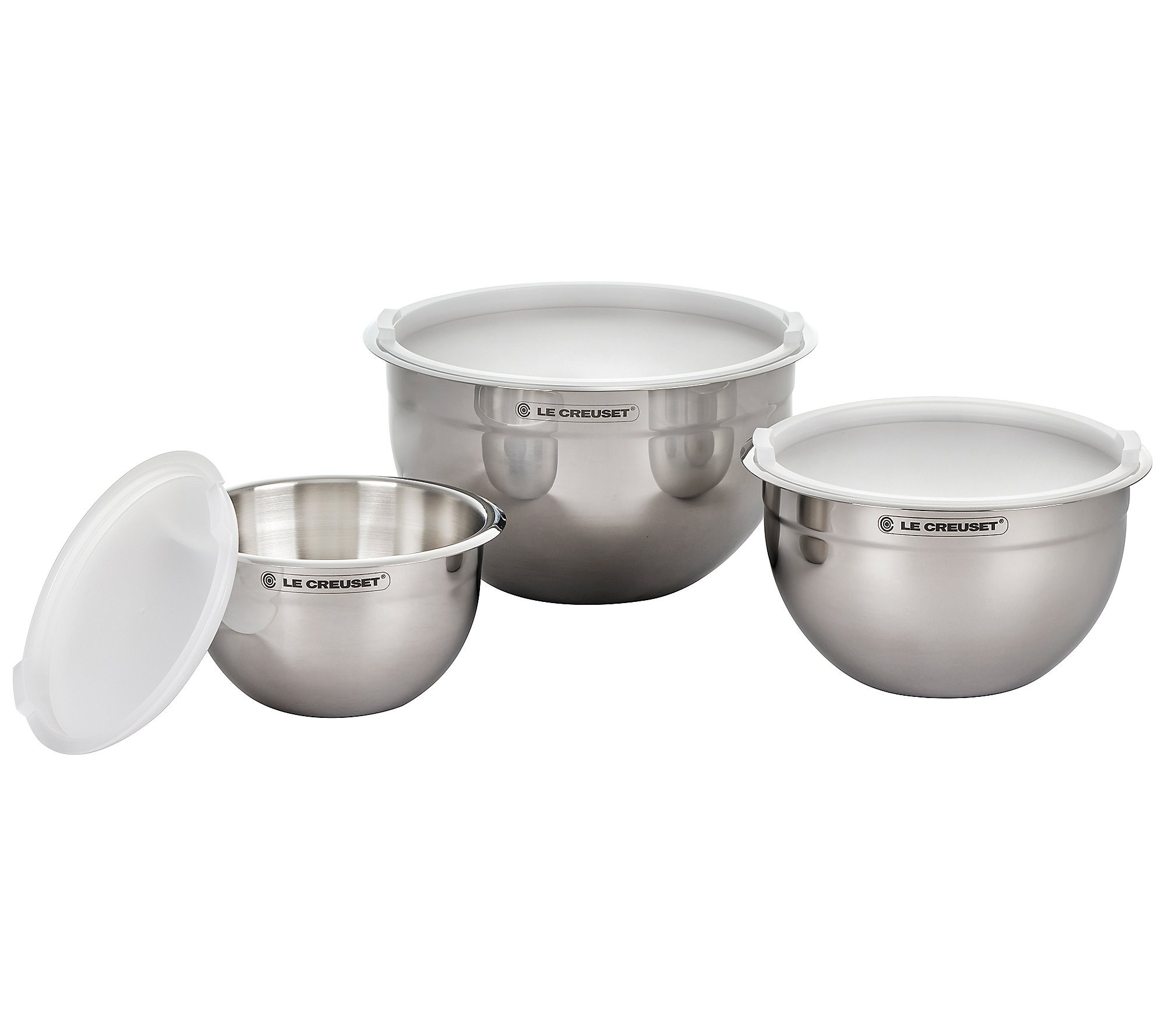 Le Creuset Set of (3) Nested Mixing Bowls with ids | QVC