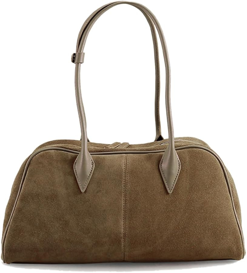 Genuine Leather Suede Shoulder Bag Purse Tote Handbag Hobo for Women - Fashion Top Handle Brown B... | Amazon (US)