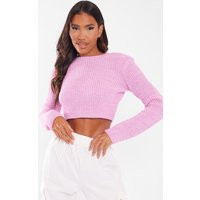 Pink Cropped Space Dye Knit Jumper, Pink | PrettyLittleThing UK