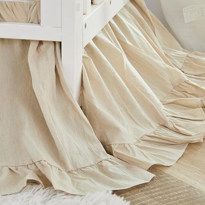 Brandream Boho Bohemian Girl Baby Nursery Crib Bed Skirt Dust Ruffle - Neutral Solid Color Beige ... | Amazon (US)