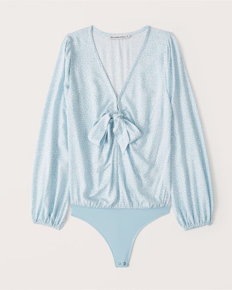 Long-Sleeve Tie-Front Bodysuit | Abercrombie & Fitch (US)