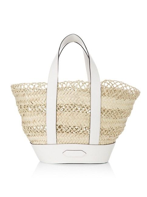 Leather-Trimmed Straw Tote | Saks Fifth Avenue