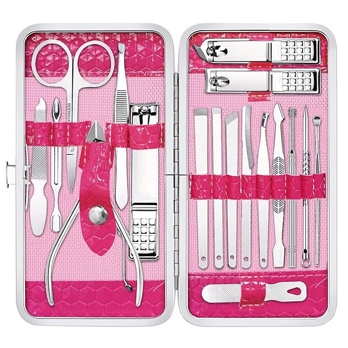 Gift for Women/Men,Nail Care kit Manicure Grooming Set with Travel Case - Yougai 18 Piece Stainle... | Amazon (US)