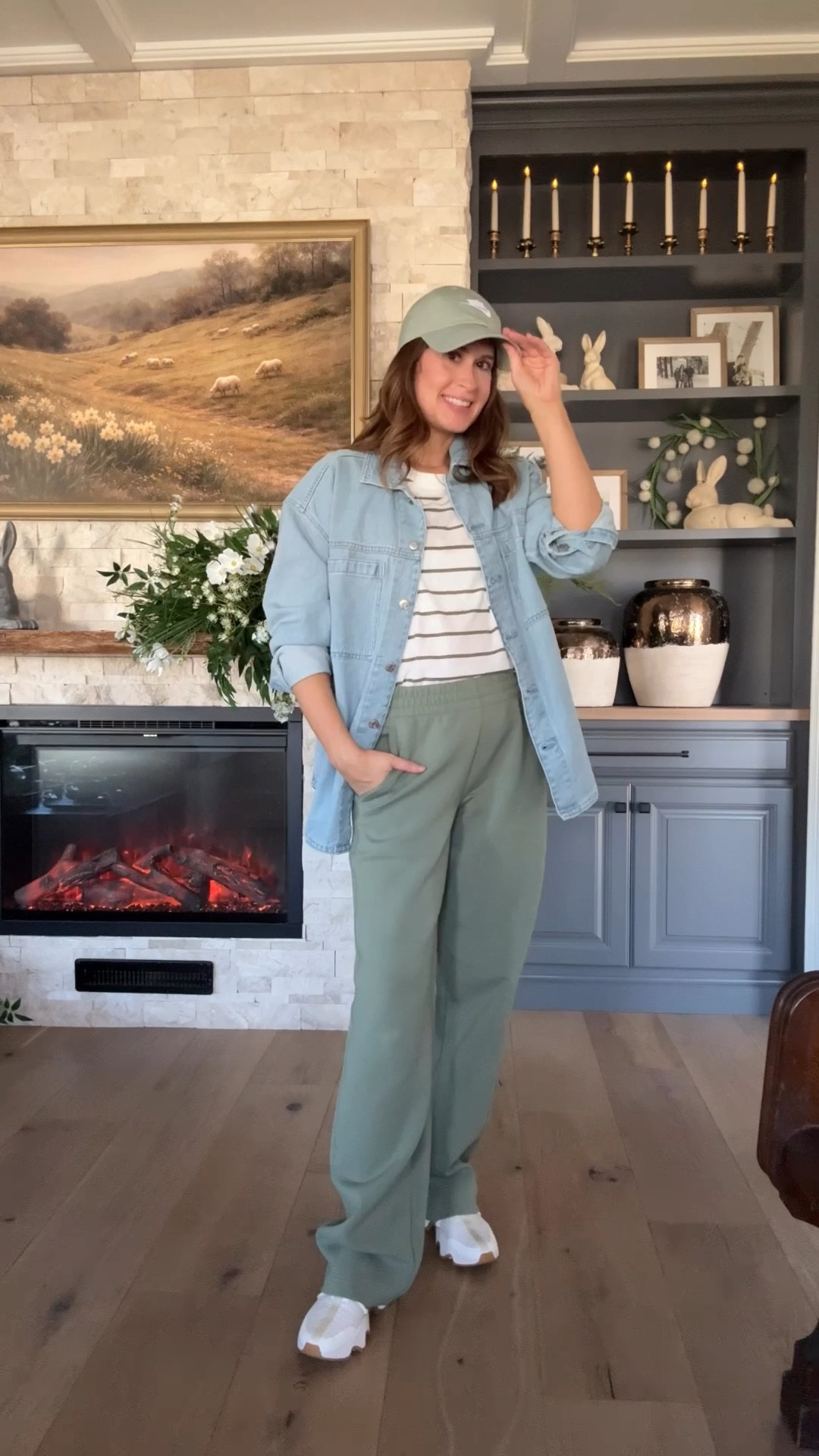 The GAP Denim Shirt Jacket is an essential for every Millenial mom outfit. The light wash is great to throw over any spring outfit and wear the medium was all year round. 
And the best part? It has pockets!
I’ve paired mine with Athleta’s form knit mid rise straight pant in the color cacti. Added a sage green striped shirt and topped it off with a Nike baseball cap!

#LTKHome #LTKootd