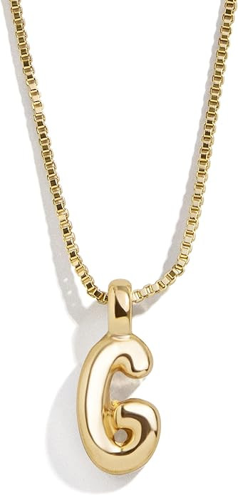 BaubleBar Gwen Mini Bubble Initial Necklace - Gold-Plated Bubble Letter Pendant, 17 Inch Chain wi... | Amazon (US)