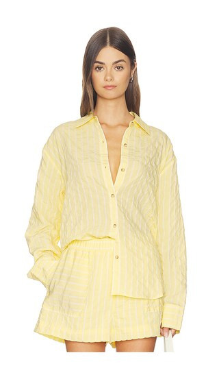 La Ligne Oversized Button Down Shirt in Lemon. - size XXS | Revolve Clothing (Global)