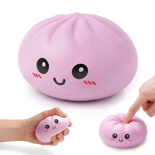 Zrpot Dumpling Squishy, Slow Rising Squishies, Cute Squishy Dumpling Stress Relief Squeeze Sensory Toy with Steamer for Adults Anxiety Relief, Novelty Squeeze Gift for Office Desk (Pink) | Amazon (US)
