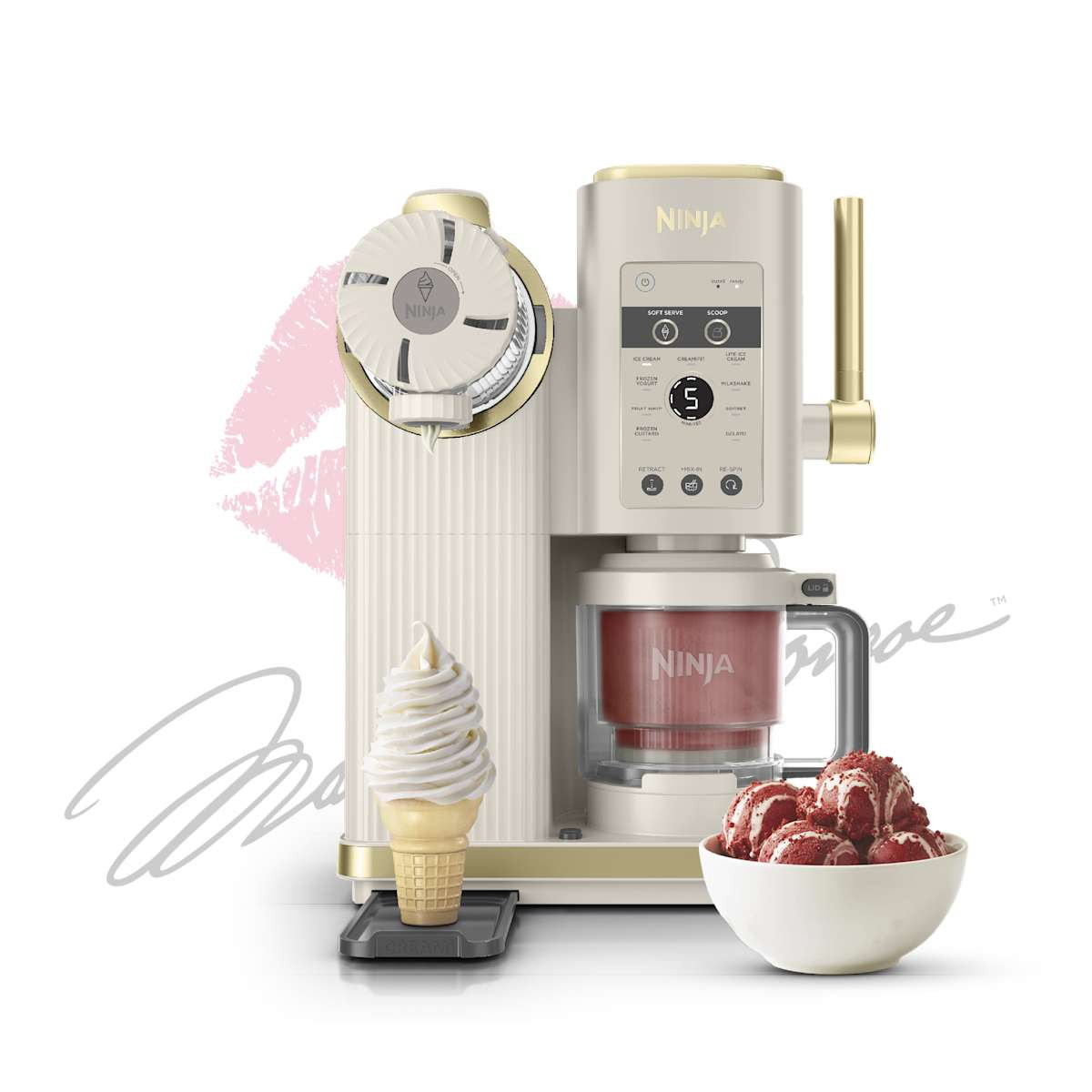 Ninja Creami Scoop & Swirl Soft Serve Ice Cream Machine in Stone & Gold in Stone /Gold | NC701STGD | SharkNinja | SharkNinja