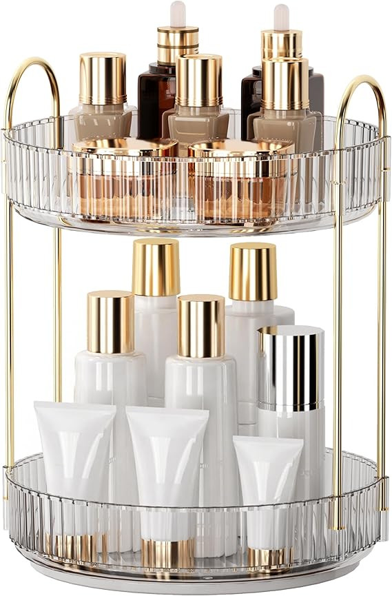 YCIA&DONE 360 Rotating Makeup Organizer and Storage for Vanity Bathroom Countertop, High Capacity... | Amazon (US)