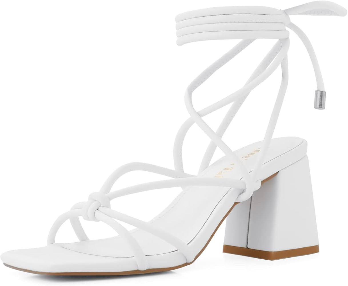 Shoe'N Tale Lace Up Heels for Women Ankle Strappy Gladiator High Heeled Sandals Chunky Block Heel... | Amazon (US)