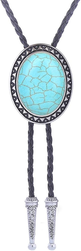 Jeilwiy Bolo Tie for Men Real Stone Westwern Cowboy Ties Silver Bolos Women Leather Necktie Gift ... | Amazon (US)