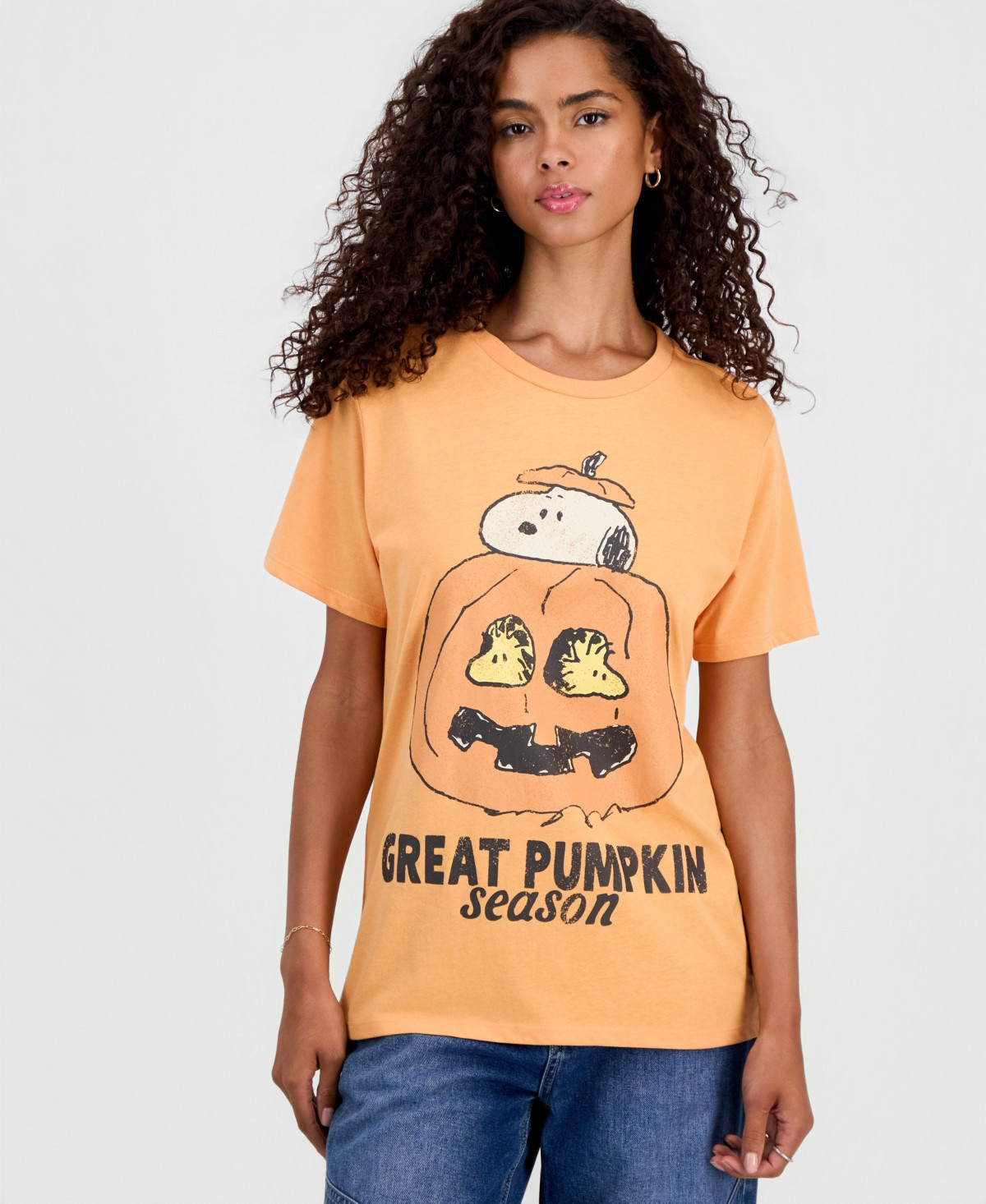 Grayson Threads, The Label Juniors' Snoopy Pumpkin Graphic-Print T-Shirt - Gold Earth | Macy's