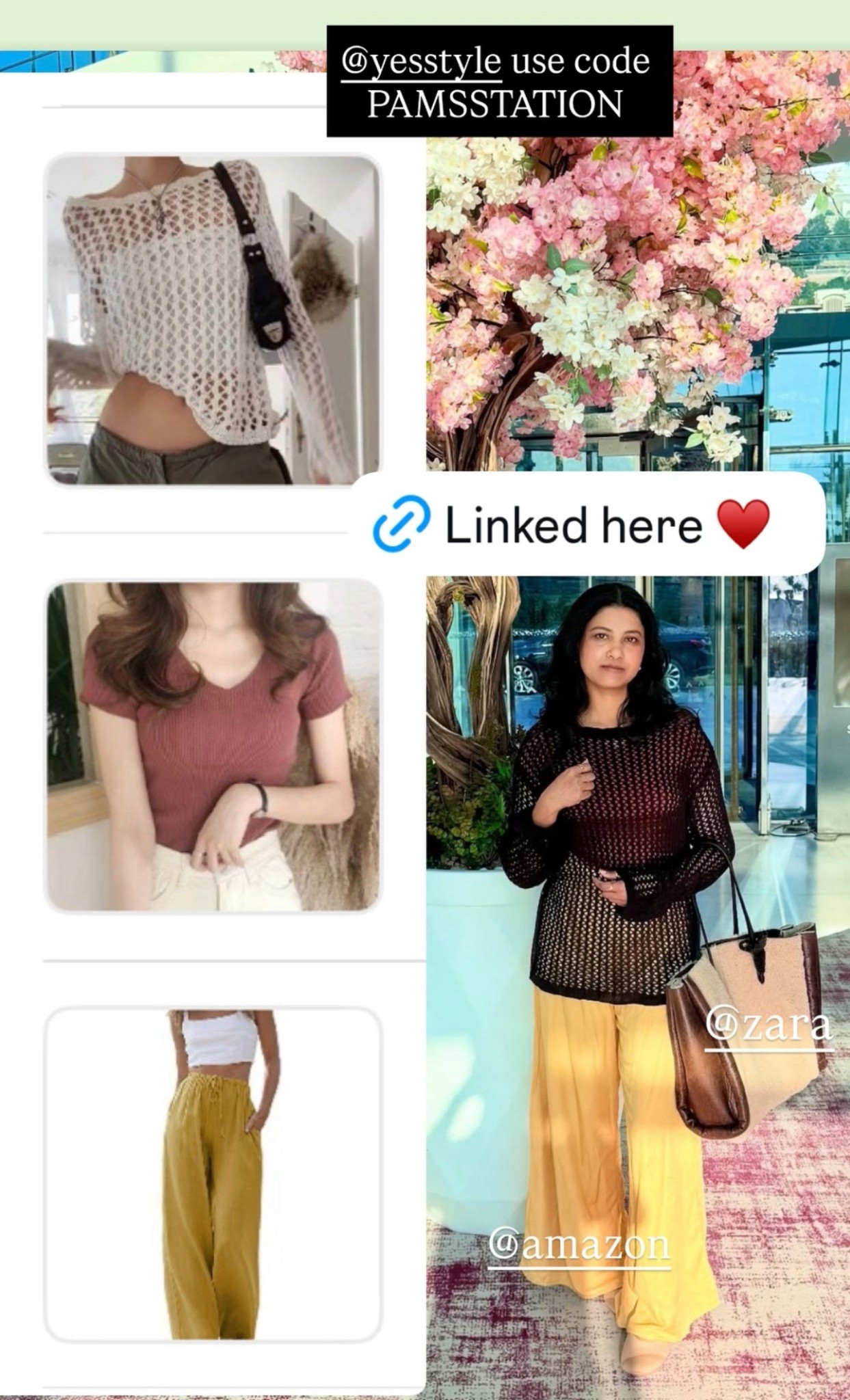 Shop this look ♥️
crochet top @yesstyle use code PAMSSTATION
top @yesstyle use code PAMSSTATION
Palazzo pants @amazon



#LTKTravel #LTKSeasonal #LTKStyleTip