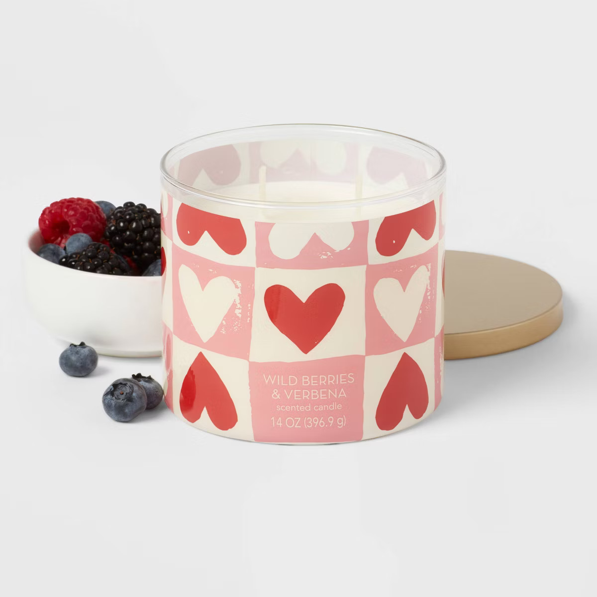 3-Wick 14oz Candle Hearts in Blocks Wild Berries and Verbena - Threshold™ | Target
