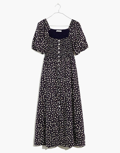 Lucie Smocked Button-Front Midi Dress in Sweet Floral- Madewell Dress | Madewell