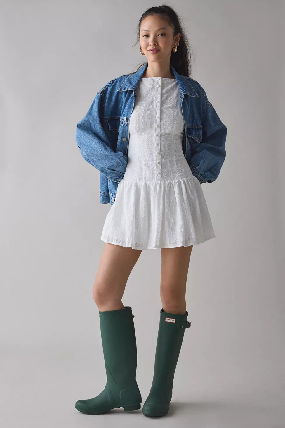 Kiss The Sky Eyelet Boatneck Drop Waist Mini Dress | Urban Outfitters (US and RoW)