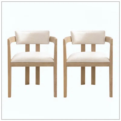 Dining Chair Set Of Two With Light Ash And Beige Details For Home Dining Room | Wayfair North America