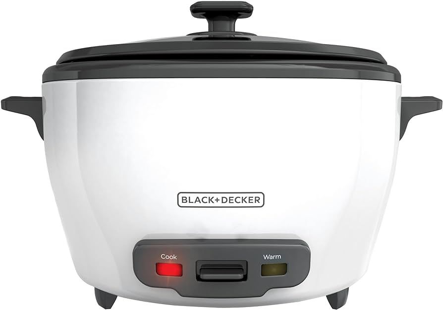 BLACK+DECKER Rice Cooker 6-Cup (Cooked) with Steaming Basket, Removable Non-Stick Bowl, White | Amazon (US)